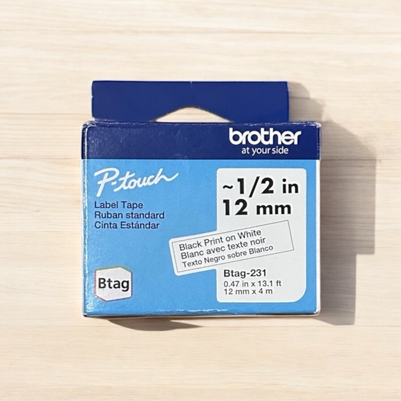 Brother 1/2" 12mm Black on White TZe P-Touch Tape PT-2430PC PT2430PC Label Maker - Picture 1 of 4